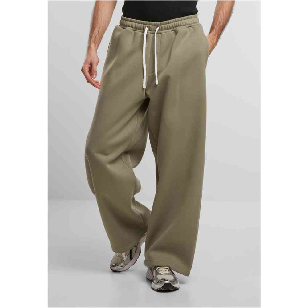 Urban Classics - Fluffy Wide Leg Jogginghosen für Herren - Olivgrün